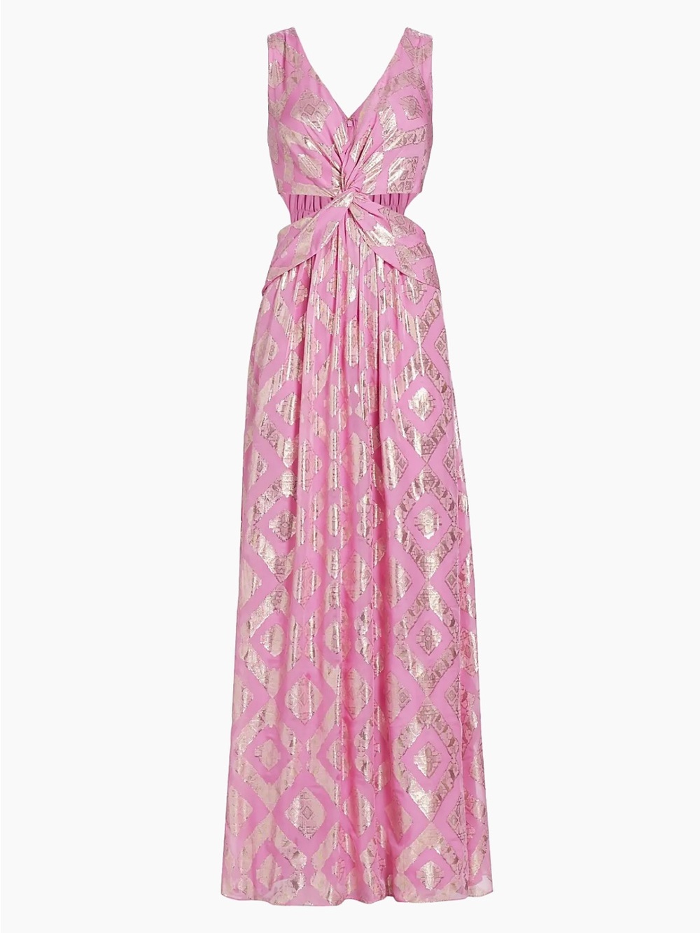 Ramy Brook Irene Metallic Floor-Length Gown in pink orchid - Picture 2 of 8